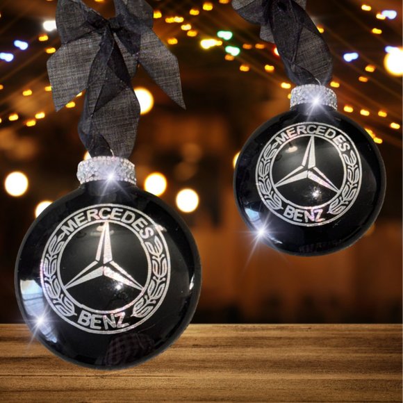 Christmas Ornament, Black/Silver Mercedes Gift, Handmade Gift, Holiday Gift - Picture 8 of 16